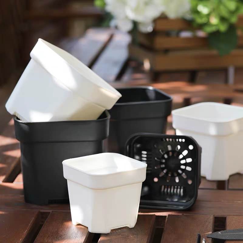 black plastic nursery planter pot